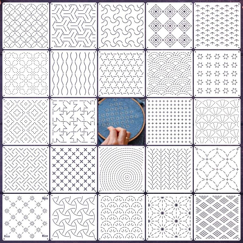 Photography Geometry - Plantillas Reutilizables para Bordado Sashiko, Patrones