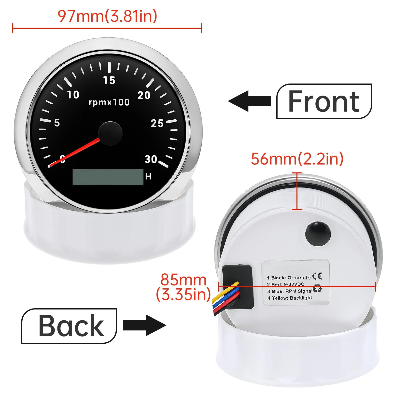 Tacómetro de 85 mm con medidor - Light Meter Incident reseña y precio